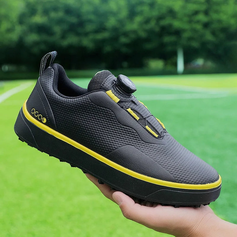 Couple Golf Shoes  Men's White Waterproof  Rotating buckle Fitness Spikeless Non slip Golf Golfer Training Golf Sneakers Women