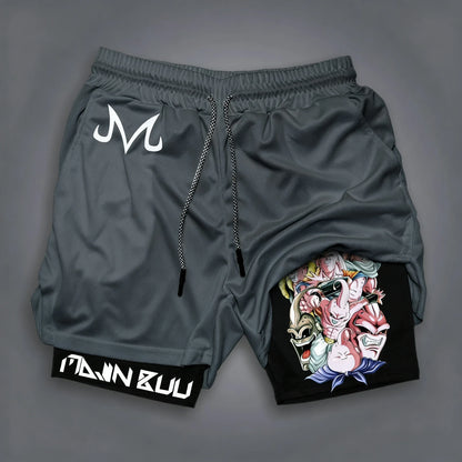 2025 Dragon Ball Majin Buu Anime Men Shorts Streetwear Summer Workout Pants Sportswear Fitness Double-layer Quick Dry Beach Pant