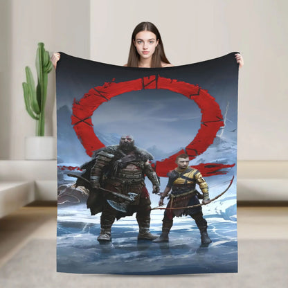 God of War Game Gamers Kratos Warm Blanket  Decorative Plush Throw Blanket Funny Couch Bed Flannel Bedspread Sofa Bed Cover