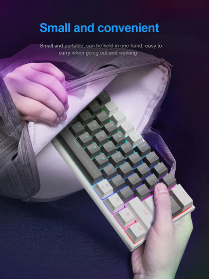 E-YOOSO Z11 RGB USB 60% Mini Mechanical Gaming Keyboard Blue Red Switch 61 Keys Wired Detachable Cable, Portable for Travel PC