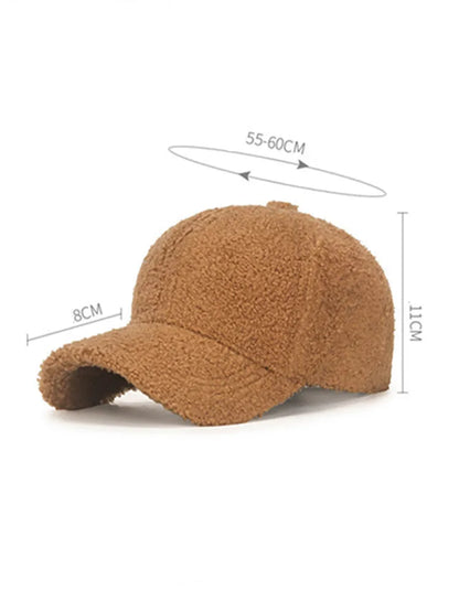 Winter Lamb Wool Solid Color Plain Baseball Cap - Warm Teddy Fleece, Face-Flattering, Structured Crown