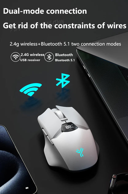 Warvank SX01 Wireless Gaming Mouse Smart Screen Display 6-speed DPI Adjustment 600mAh Rechargeable Silent Office Bluetooth Mouse
