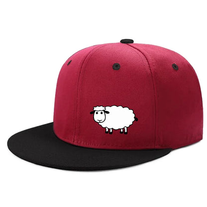 Unisex Adjustable Baseball Cap - Street Style Flat Brimmed Sheep Pattern Hat Casual Versatile And Personalized Hat