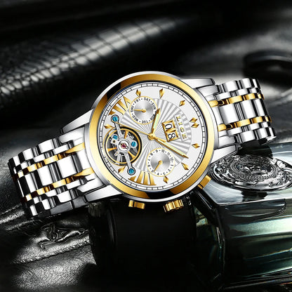 LIGE men’s automatic mechanical wristwatches – High-end luxury watch with a tourbillon, an elegant and water-resistant model, ideal for work or formal occasions.