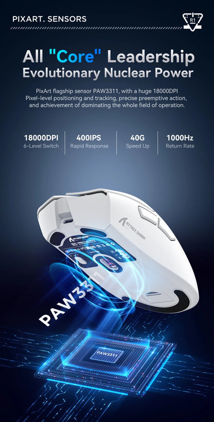 Attack Shark R1/X11 Tri-Mode Wireless Gaming Mouse 18K DPI PAW3311 Bluetooth/2.4GHz/Wired Lightweight Programmable for PC/Laptop