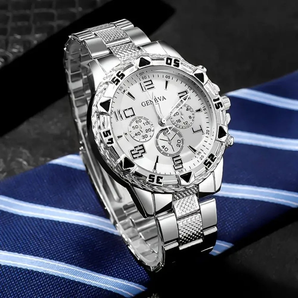 High Quality Stainless Steel Watchband Men Wristwatch Luxury Casual Quartz Watch Large Dial Business Watch