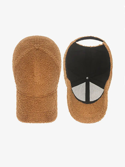 Winter Lamb Wool Solid Color Plain Baseball Cap - Warm Teddy Fleece, Face-Flattering, Structured Crown