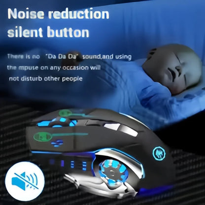 Rechargeable Wireless Gaming Mouse – Silent Bluetooth/USB, RGB Backlight, E-Sports for PC