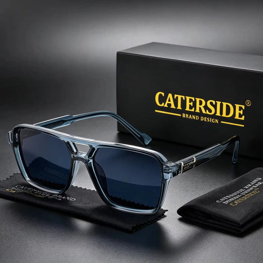 CATERSIDE Retro Square Sunglasses Men Punk Flat Top Double Bridge High Quality Sun Glasses for Women Party Festival Gifts