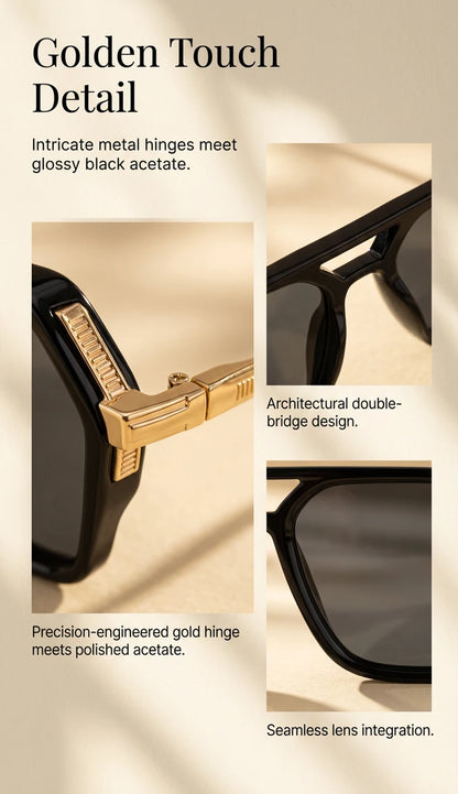 Vintage Steampunk Polarized Sunglasses Women Double Bridge Black 2026 Luxury Designer Driving Shades For Lady Fashion Eyewear