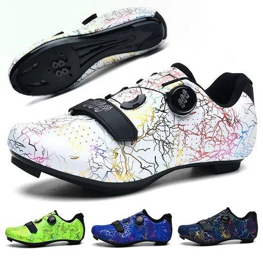 Zapatillas de ciclismo nuevas para hombre con cierre automático para carretera, montaña y exterior; zapatillas deportivas de ciclismo para mujer para spinning indoor