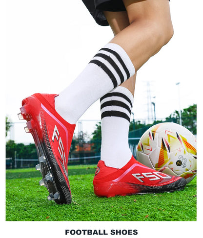 New Men Football Boots Non-Slip Outdoor Sneakers Match Grass Cleats High-quality Soccer Shoes Futsal Hot-selling High-top Light