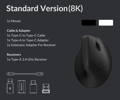Keychron M5 Wireless Ergonomic Mouse Optical 8K Polling Rate 2.4GHz & Bluetooth Type-C Mice 3950 Sensor