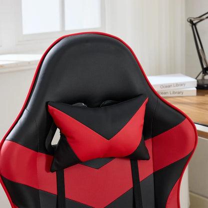 360 ° - Swivel Ergonomic Racing Design Gaming Chair Leather, Headrest and Lumbar Support for Office and Gaming - Black&Red