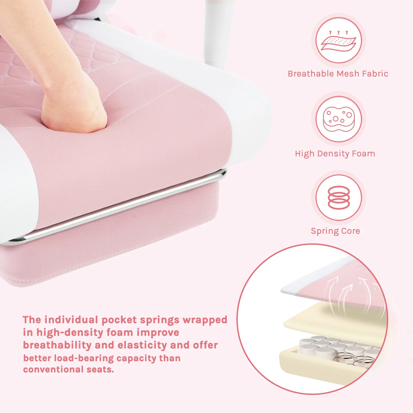 WOLTU Massage Gaming Chair Ergonomic Adjustable Height Office Armchair with Headrest Footrest Swivel Chair Mesh Computer Chair