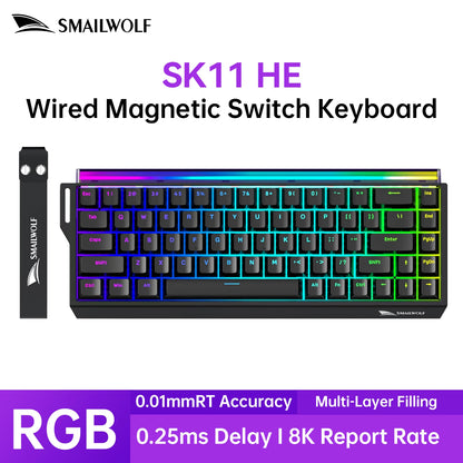 SMAILWOLF SK11 68HE Magnetic Switch Mechanical Keyboard, 68% Layout, Gaming & Esports, Rapid Trigger, 0.01mm, 8K, Wired