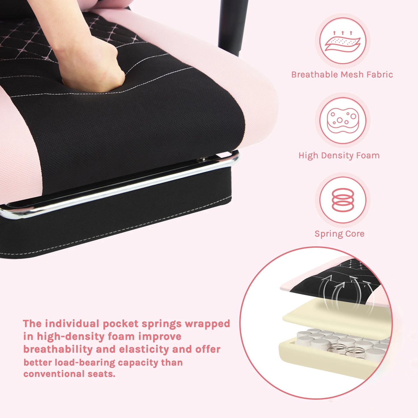 WOLTU Massage Gaming Chair Ergonomic Adjustable Height Office Armchair with Headrest Footrest Swivel Chair Mesh Computer Chair