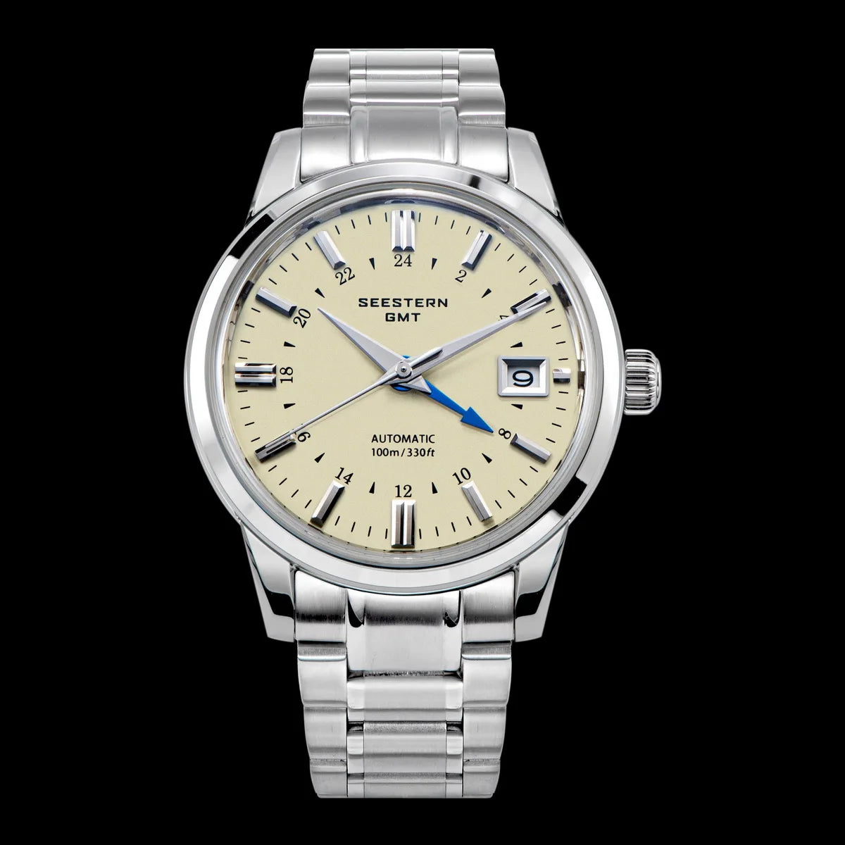 SEESTERN Men's Automatic Mechanical Wristwatch NH34 GMT Movement 10bar Waterproof Domed Sapphire Crystal Watch Limited S446 New