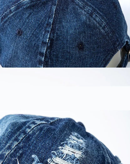 Vasket denim-baseballkasket til kvinder og mænd, solbeskyttende, åndbar forårs- og sommerhat, vintage snapback-kasket til kvinder