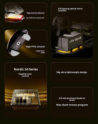 ATK X1 V2 Ultimate 2.0 Mouse Wireless Paw3950 Utrla 54g Lightweight 750ips 0.163ms Low Latency 650ips Gamer New Accessory Gifts