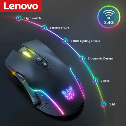Lenovo CW905 Wireless Gaming Mouse Levels Adjustable 5 levels 3600 DPI Buttons RGB Lighting Modes Ergonomic Mice For PC Gamer