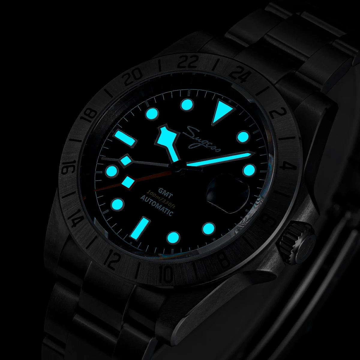 SEESTERN GMT Retro Watch for Men NH34 Automatic Movement Mechanical Wristwatches Sapphire Crystal Fine-tuning Pull Button S436