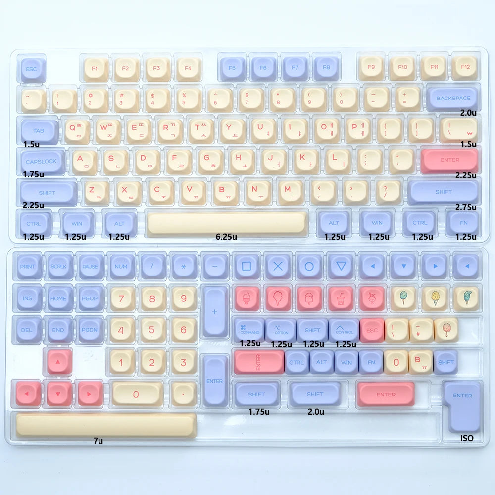 KBDiy KOA  Profile PBT Honey Milk Keycaps Russian Korean Japanese 137 Keys Caps for Mechanical Keyboard Keycap MAC for MX Switch