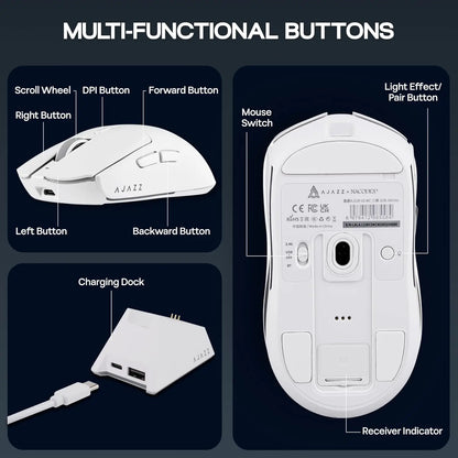 AJAZZ AJ139 V2 MC/AJ139 PRO Wireless Gaming Mouse PAW3311/PAW3395 Sensor 12000DPI/26000DPI 500mAh Bluetooth Mouse Gamer For PC