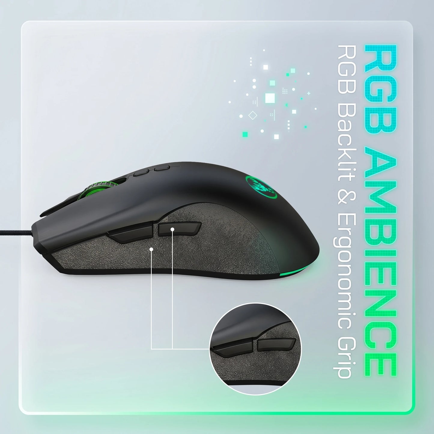 High-End Ergonomic Gaming Mouse with Anti-Slip Side Design Durable Braided Cable Breathing LED Lights USB Plug for PC