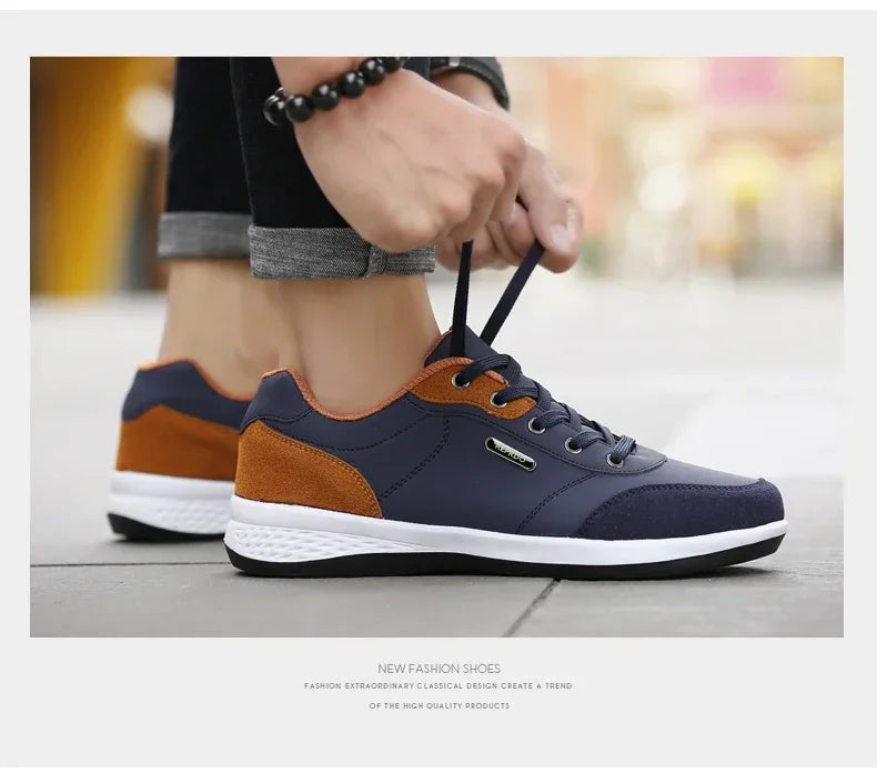 YRZL Men Shoes Spring Autumn Waterproof Walking Sneakers Leisure Male Leather Sports Shoes Non-Slip Footwear Tennis for Men
