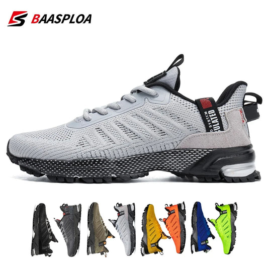 Zapatillas de running profesionales Baasploa para hombre, ligeras, de diseñador, con malla y cordones, para deportes al aire libre y tenis
