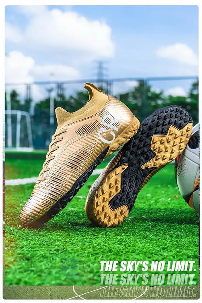 Kinder-Fußballschuhe mit Zehenschutz, Schnürverschluss, kurzen rutschfesten Stollen, strapazierfähig und atmungsaktiv, für Outdoor-Spiele auf Rasen