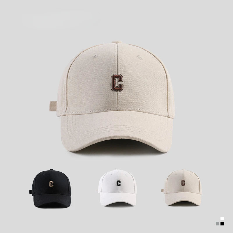 Hard-top C Letter Baseball Cap Men Women's Korean version of the tide peaked cap wide-brimmed big head  the curved brimmed hat