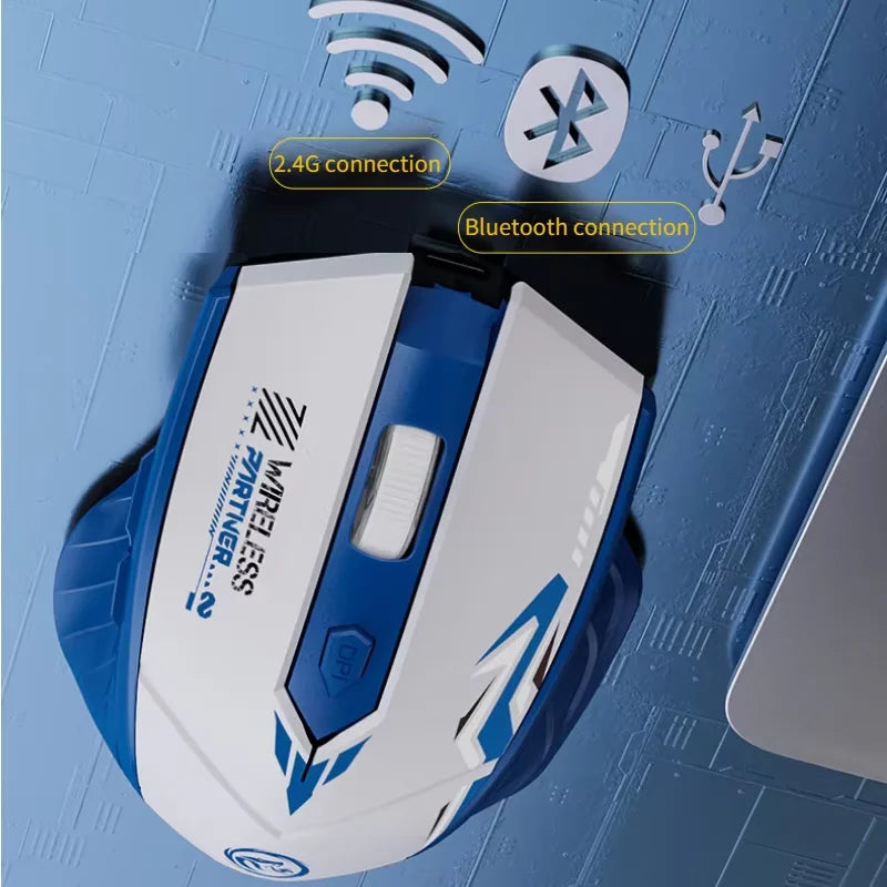 Wireless Gaming Mouse Bluetooth 5.4 Dual-Mode 2.4G Wireless Mouse Rechargeable 1600DPI Ergonomic Gamer Mice For PC Office Laptop