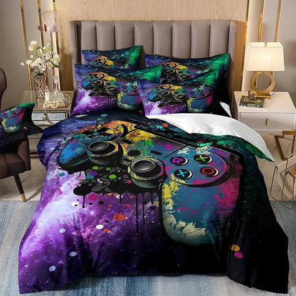 Gamer-Bettwäsche-Set für Jungen und Kinder, Gaming-Bettbezug-Set Queen, Videospiel-Deckenbezug, Bettwäsche-Set mit Playstation-Designs für Teenager und Männer