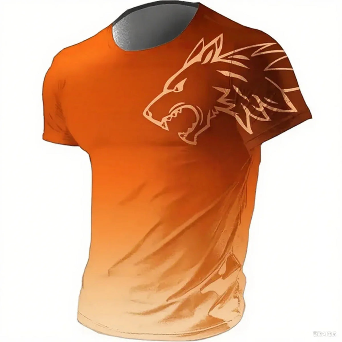 Men's Fitness Sportswear T-shirts 2024 Summer Vintage Men's 3D Printed Quick-Drying Gradient T-shirt Animal Wolf Short Sleeve