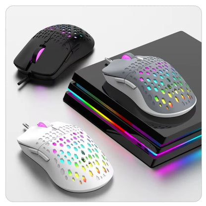 OnePlus G701 Wired 6 Keys Mouse Honeycomb Perforated Colorful Lighting Gaming And Office For Microsoft Windows Apple IOS System