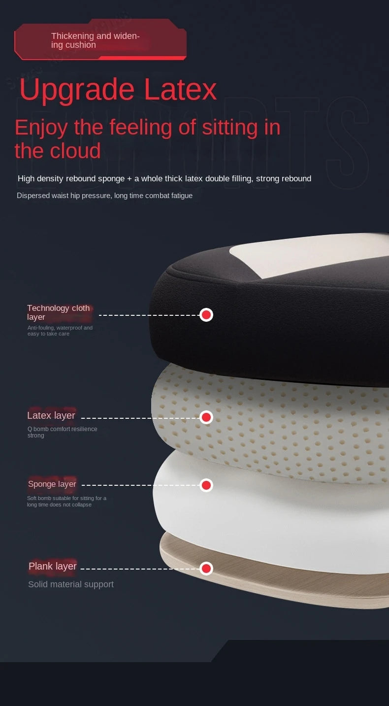 Gaming Chair with Latex Seat Cushion, Adjustable Backrest, Computer Office Chair, Nylon Feet, Gaming Streamer Chair