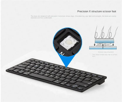Mini Bluetooth Wireless Keyboard - 78 Keys Portable for PC/Tablet/Smartphone, Compatible with iPad, Compact Design forOffice