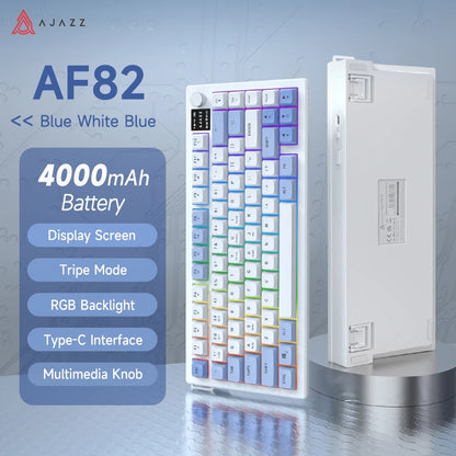 AJAZZ AF82 Low-Proflie Electrostatic Keyboard  4000mAh Trl-Mode 75% Type-C Display Screen  Keyboard Office Gaming E-sport