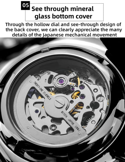 ADDIESDIVE  Luxury Automatic Watches for Men Sapphire 8N24 Stainless Steel Skeleton Luminous 20Bar Waterproof Gift Box Watch