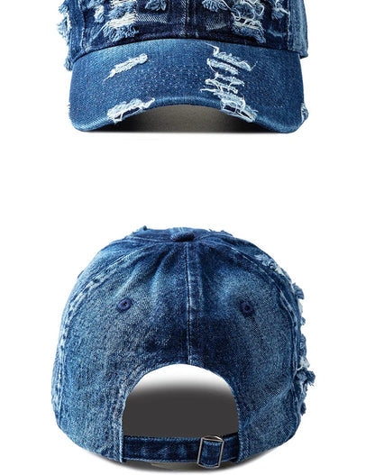 Vasket denim-baseballkasket til kvinder og mænd, solbeskyttende, åndbar forårs- og sommerhat, vintage snapback-kasket til kvinder
