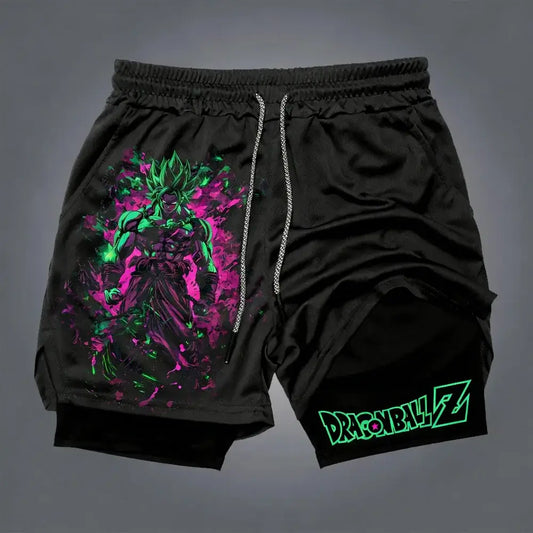 Dragon Ball Goku Unisex Harajuku Anime Printed 2026 Summer New Product Loose Sports Breathable Quick Drying Double Layer Shorts, Produit gaming premium Fraquane