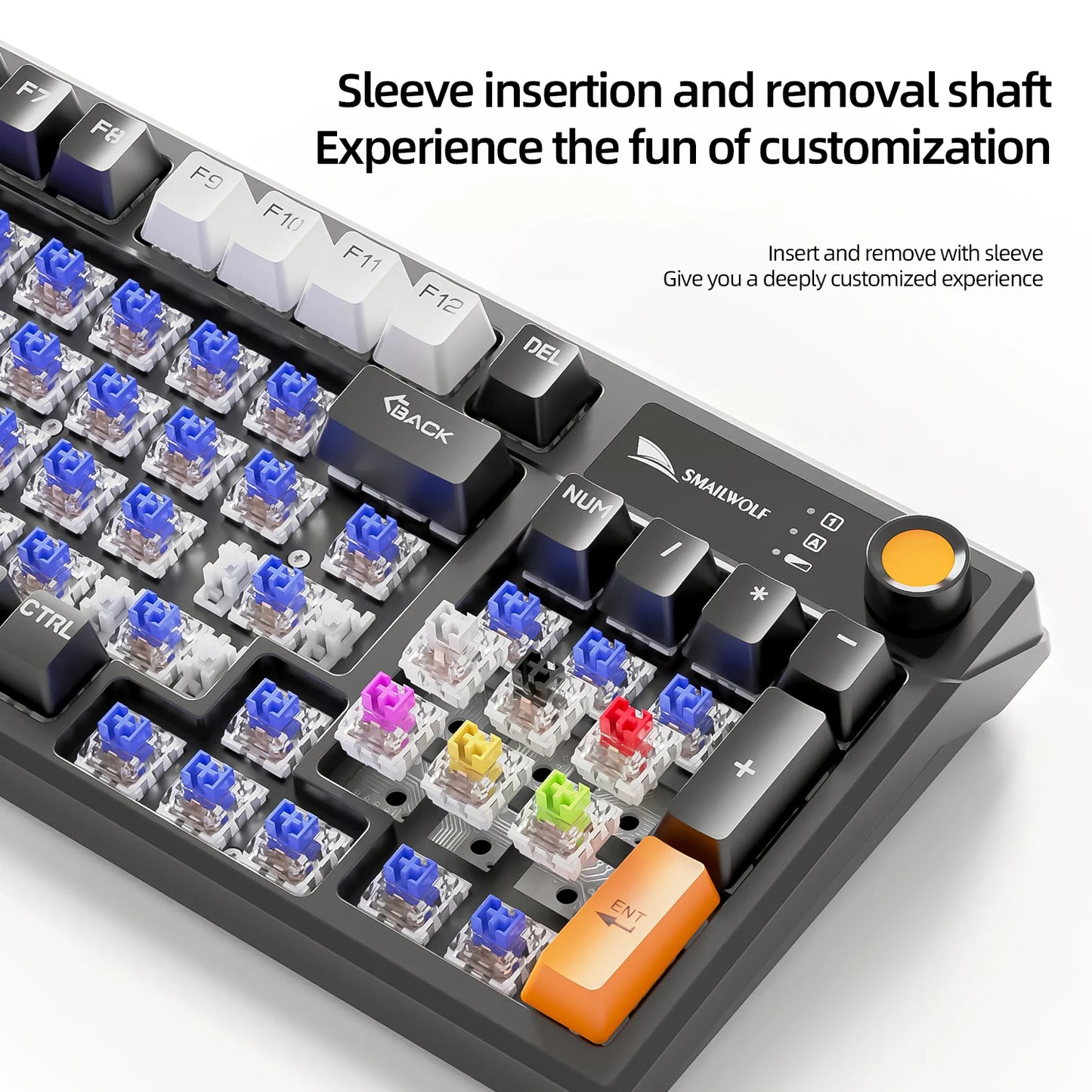 SMAILWOLF MK95 Bluetooth 무선 한국어 맞춤형 기계식 키보드 e-스포츠 3 모드 노트북 오피스 게임 풀 키 핫 스왑 가능 RGB 조명 효과