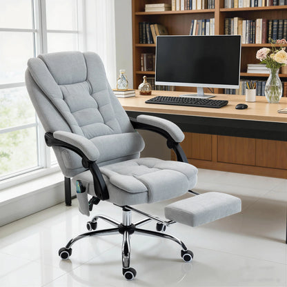 Massage and heated office chair, office chair, adjustable height, reclining back, 65x70x111-119cm, gray