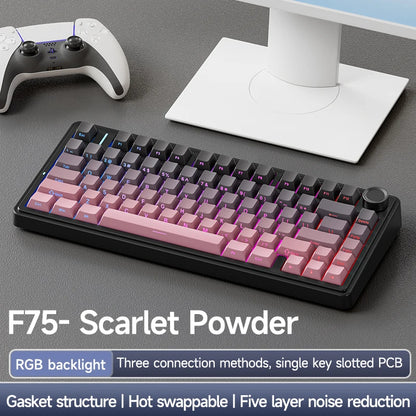Original AULA F75 RGB LED Light PC Custom Bluetooth Wireless 2.4G Type-C Wired Gaming Mechanical Switch 75% Keyboard 82 Keys wit