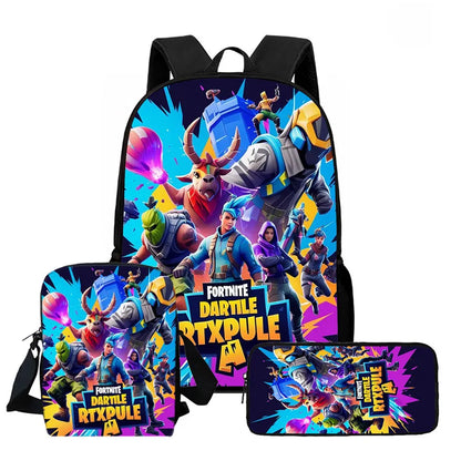 Fortnite 3-piece cartoon set, unisex, includes: Backpack, Crossbody bag, And pencil case  Lightweight and large capacity