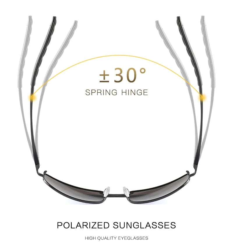 Photochromic Men Polarized Sunglasses Male Metal Square Glasses Driving Sun Glasses UV400 Outdoor Sports Cycling Goggles