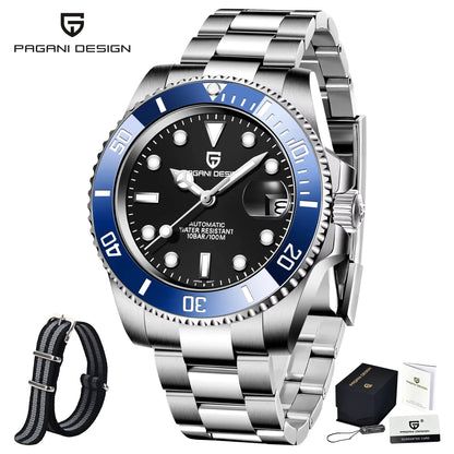 PAGANI DESIGN Men Automatic Mechanical Watch PD1661 8215 Dive Stainless Steel Waterproof Clock Sapphire Reloj Hombre