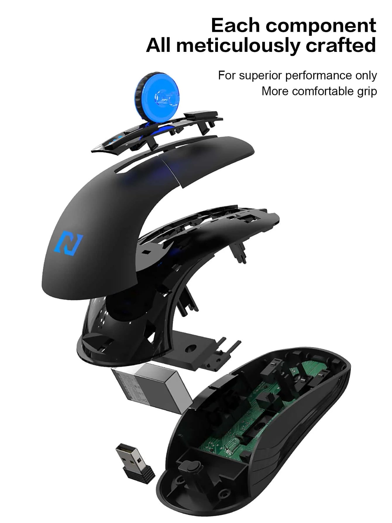 Wireless mouse, 6 keys, silent office wireless mouse, esports games non-slip wireless mouse